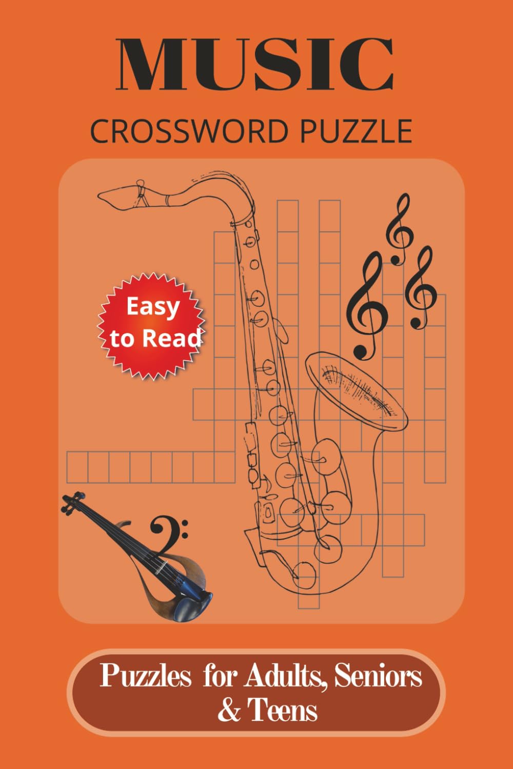 Music CrossWord Puzzle: Crossword Music Word Puzzle For Musicians, Music Fans, Adults, Seniors, Teens| 50+ Challenging Knowledge Test Music Themed ... with Solutions| 6 x 9 inches,122 pages