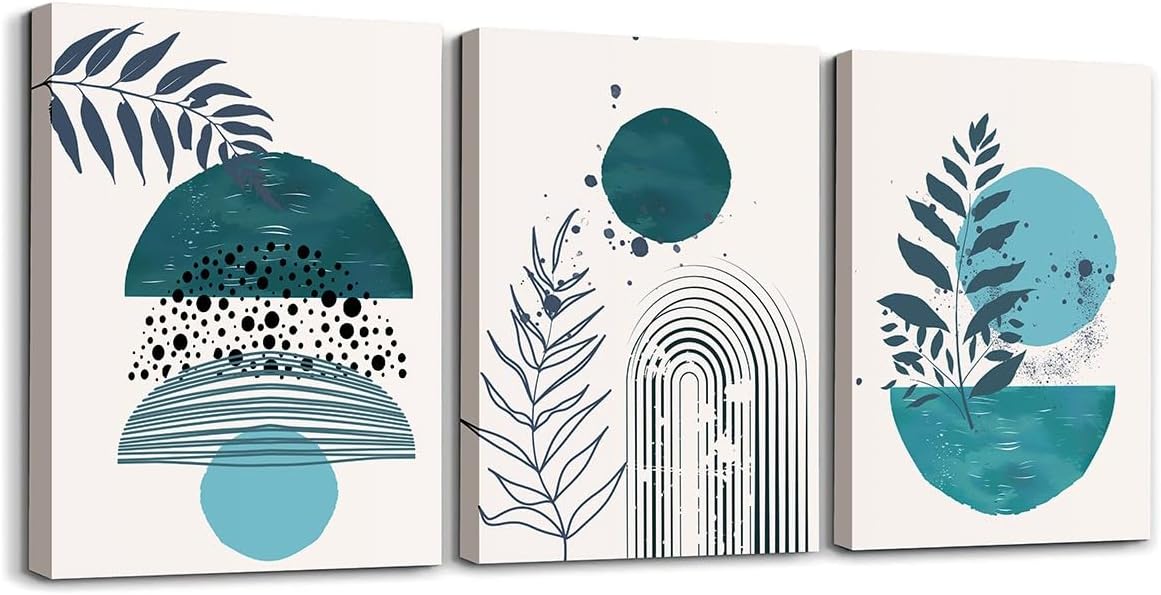 Geometric Canvas Wall Art Set of 3,Minimalism Botanical