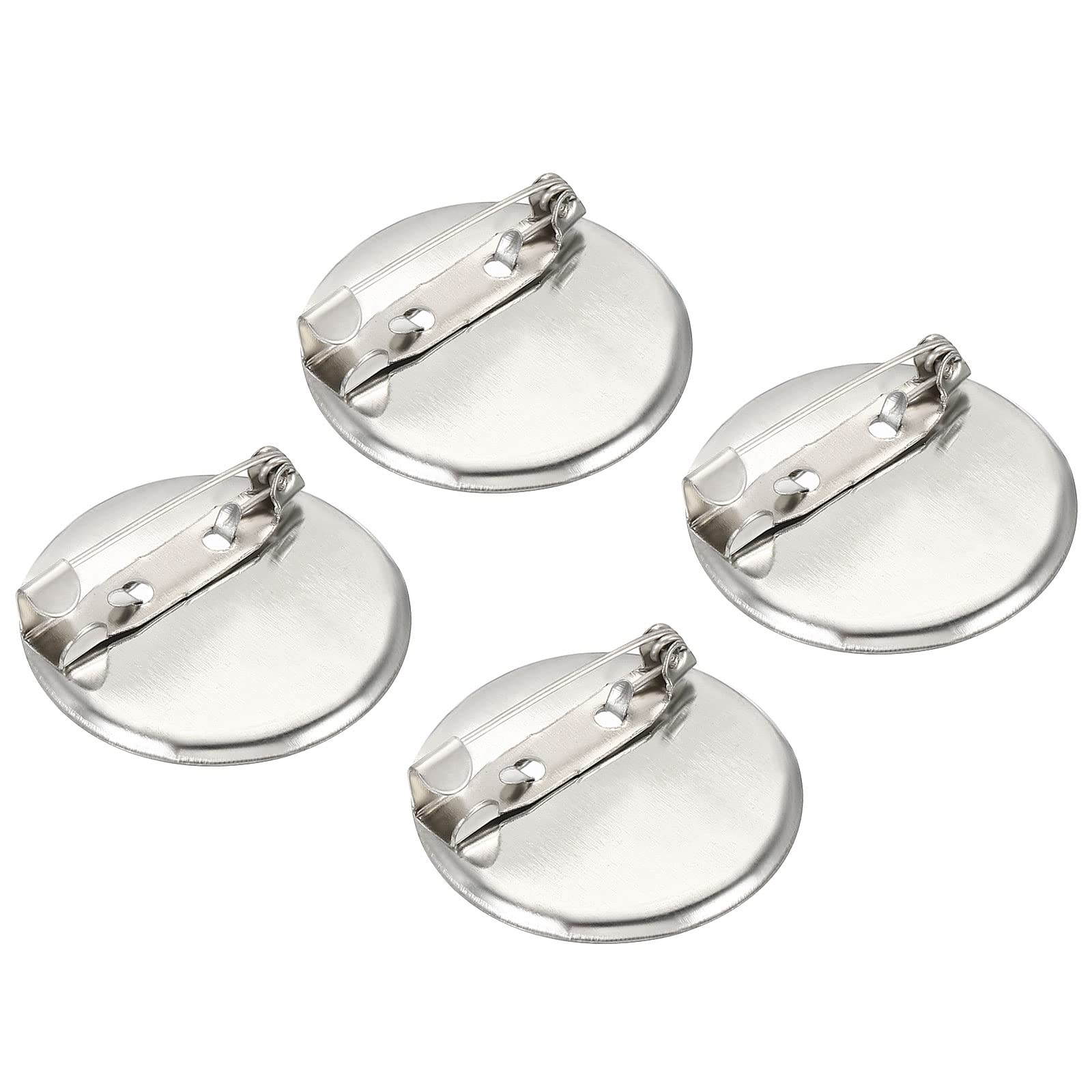 sourcing map 150Pcs Brooch Clasp Pins Disc Base 29mm Blank Trays for ID Badges Name Cards Tags DIY Craft, Silver Tone
