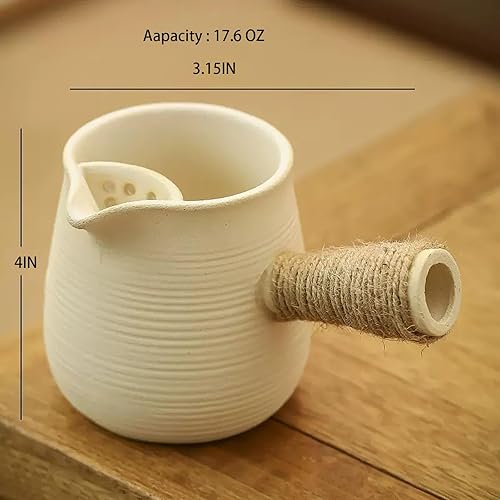 Miniatura 2 de Tetera de cerámica para parrilla de carbón, estufa de arcilla de 17.6 onzas16.9 fl oz, tetera hirviendo, multiusos, parrilla de carbón al aire