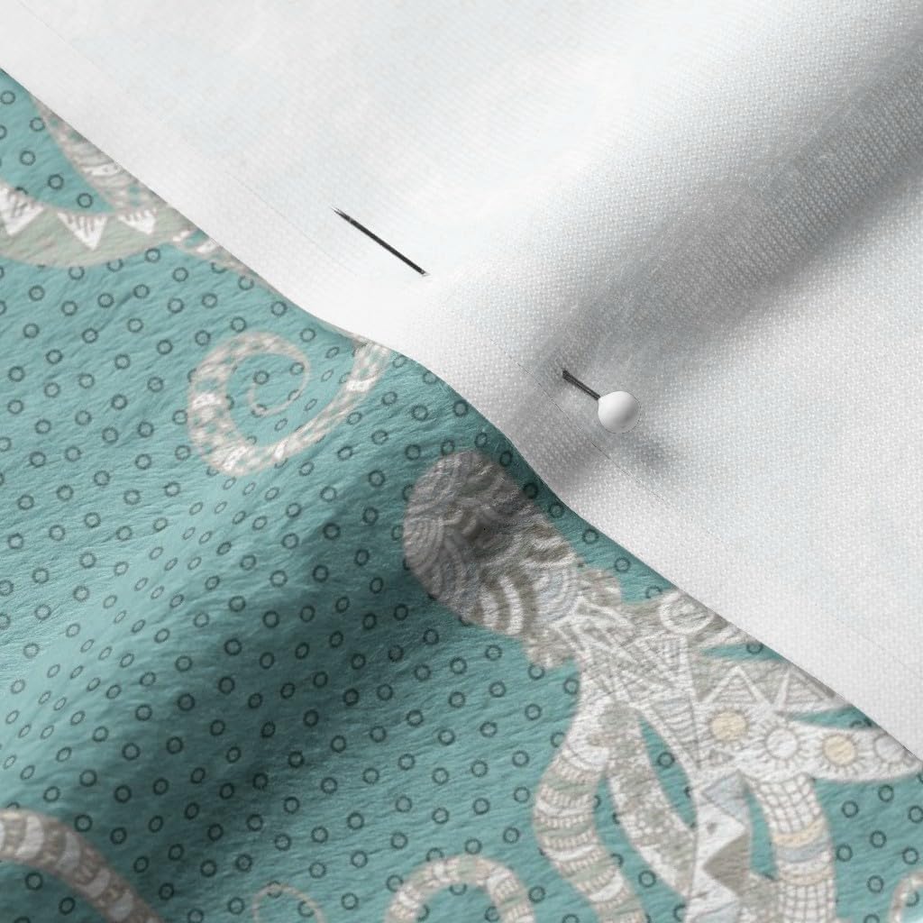 Spoonflower Fabric - Sage Octopus Tentacles Sea Life Creature Aquatic Beach Printed on Minky Fabric by The Yard - Sewing Baby Blankets Quilt Backing Plush