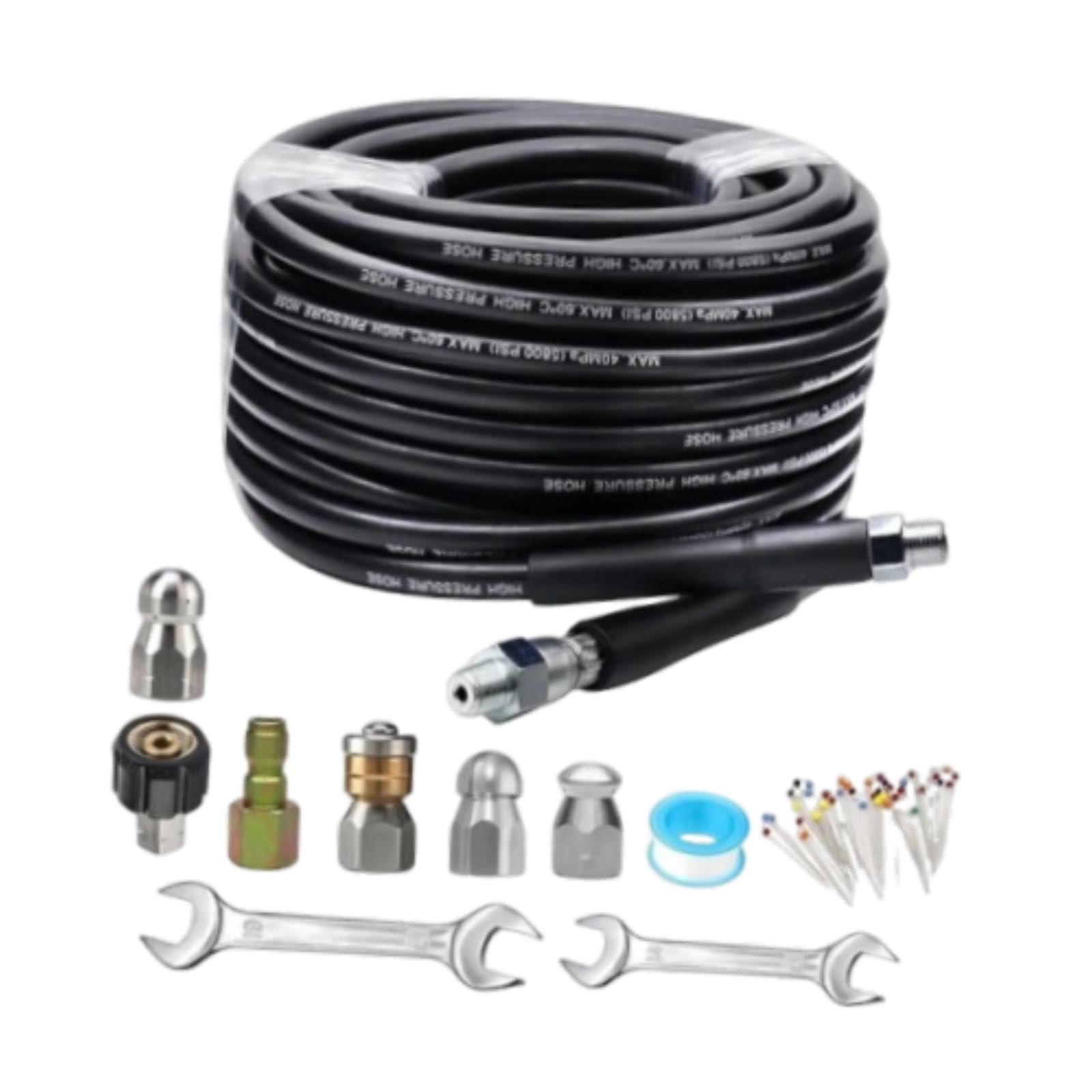Kit de débouchage canalisation pour nettoyeur haute pression tuyau flexible extérieur Style A