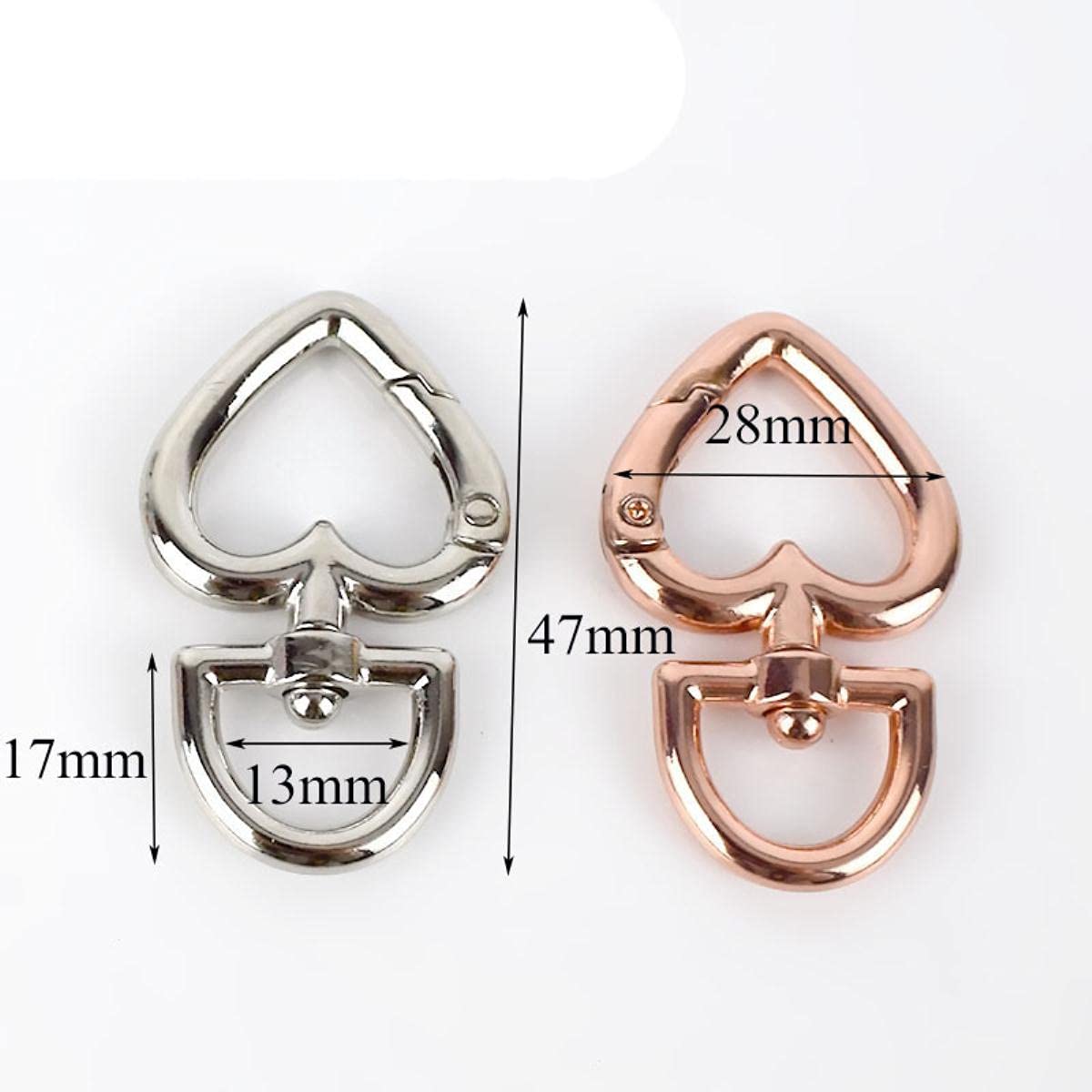 5/10/30 pz 13mm Cuore Fibbie in Metallo per Borsa Borsa Cinghia Moschettoni Ganci Portachiavi Collare per Cani Girevole Trigger Clip Artigianato in Pelle Fai da TE-30 pz, Argento