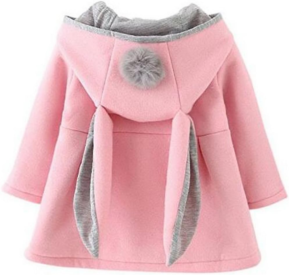 OdziezetBaby Girl Rabbit Ear Jacket Long Sleeve Button Down Ear Coat Toddler Kids Fall Winter Hoodie Outerwear