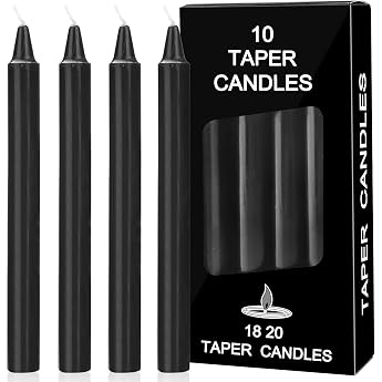 bolosa 10 pieces stick candles black pointed candles long candles stick candle long burning time suitable for banquets parties family meals 18 x 18 cm