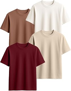 Veirdo® 100% Pure Cotton Regular Fit Round Neck Cool Solid Half Sleeve T-Shirt Combo for Men (Pack of 4) Price In India