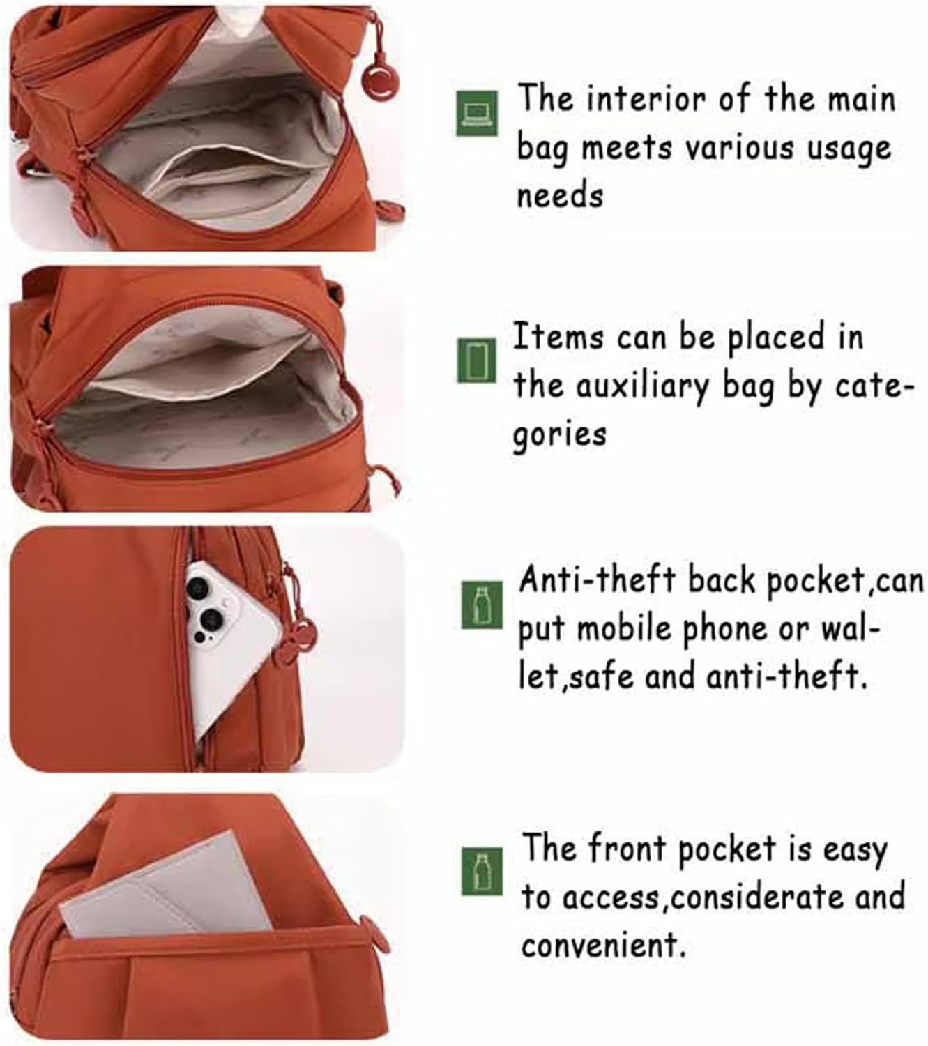 3 in 1 Anti-Theft Travel Tote Bag, Mini Multi-Use Front Chest Bag, Dual Shoulder & Crossbody Wear Backpack for Women (Purple) - Image 4