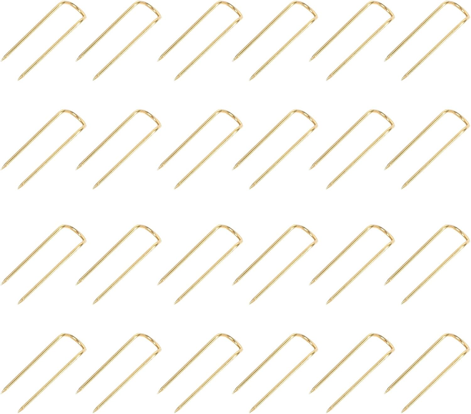 100pcs Stainless Steel U Shaped Quilting Pins for Fabric Positioning and DIY Sewing Crafts, Gold 17mm Fork Pins for Home Needlework and Craft Making