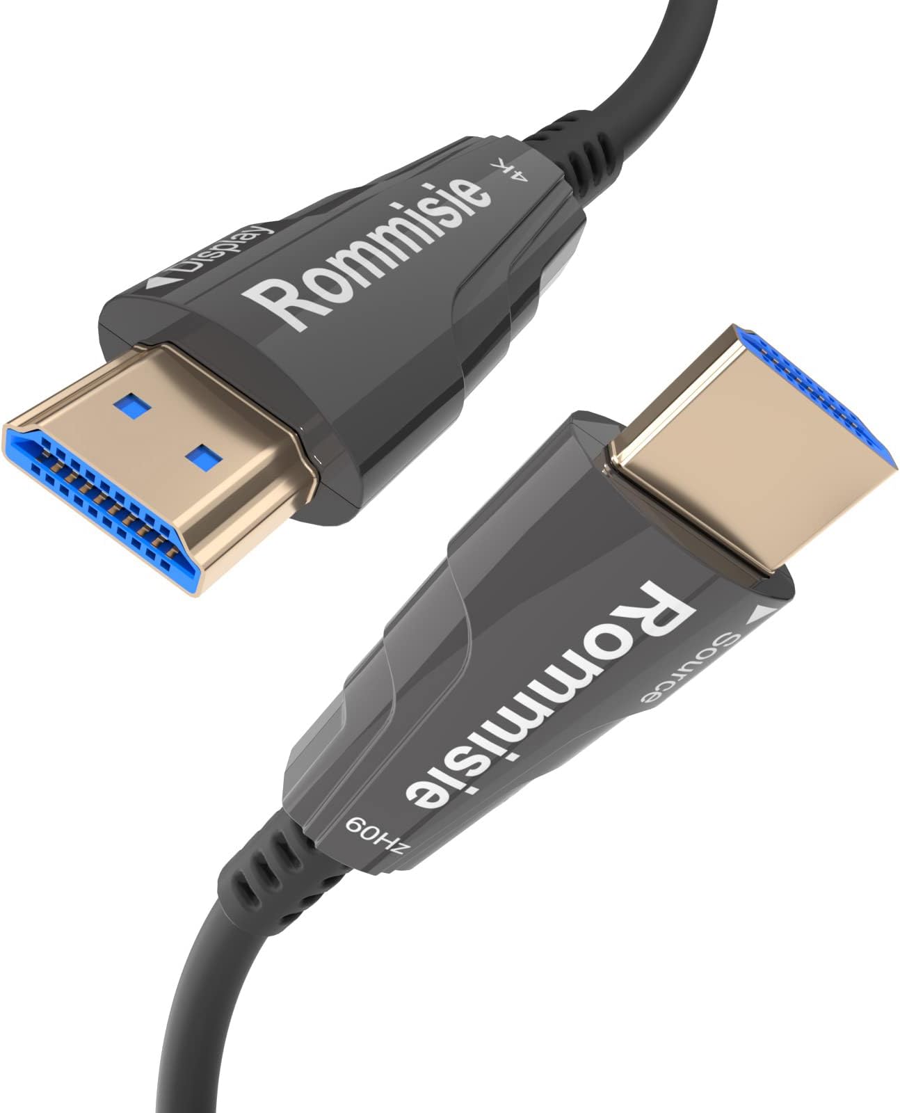 Rommisie 4K HDMI Cable 2 FT (HDMI 2.0,18Gbps) Ultra High Speed Gold Plated Connectors,Ethernet Audio Return,Video 4K