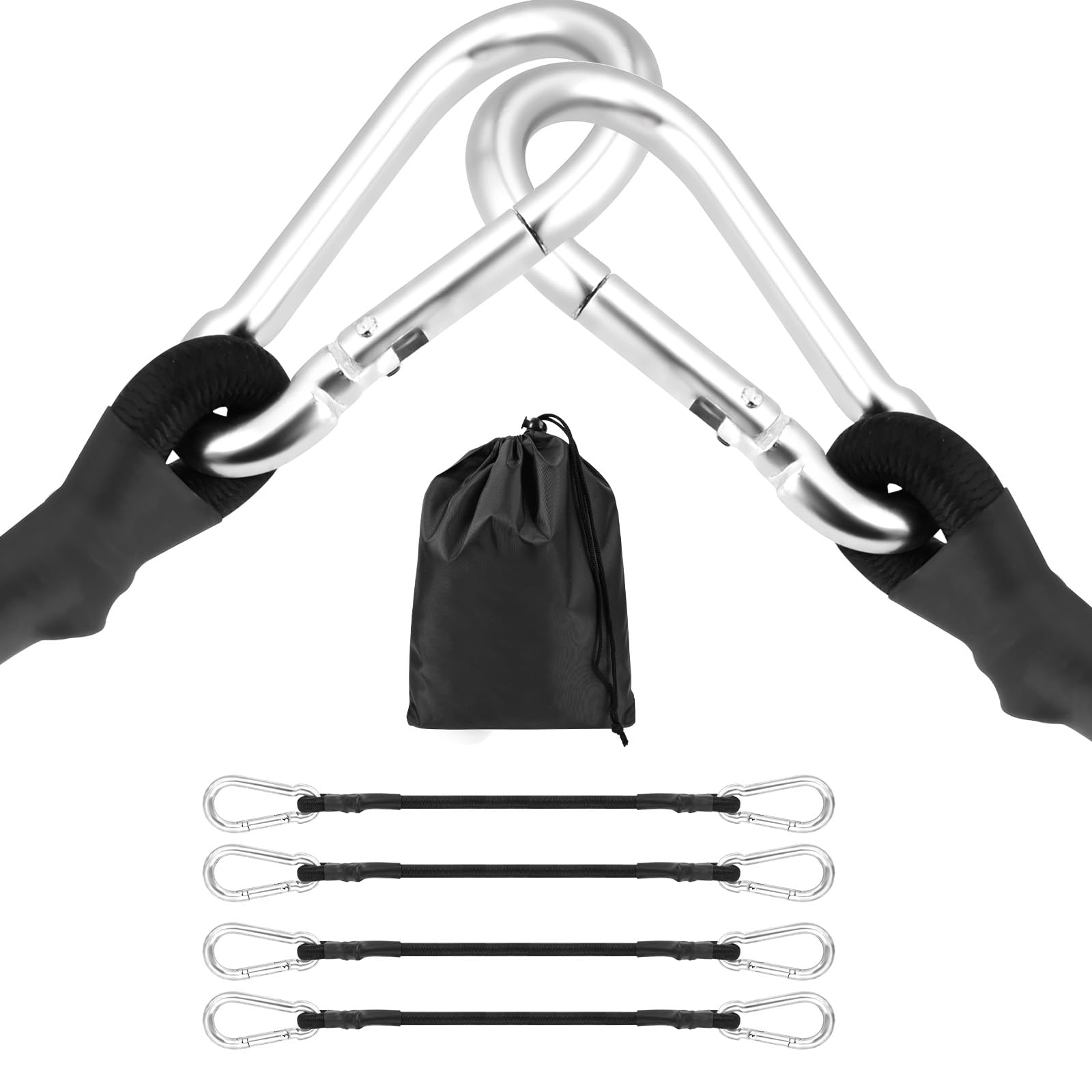 Flintronic Bungee Cords with Hooks, 4Pack 10mm*30cm Adjustable Bungee Cords with Carabiner - Image 2
