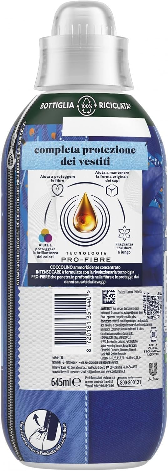 Coccolino - Ammorbidente concentrato Campanula e Bergamotto, 645 ml, 28 lavaggi, 10 pezzi + portachiavi Italy Shop Service in omaggio