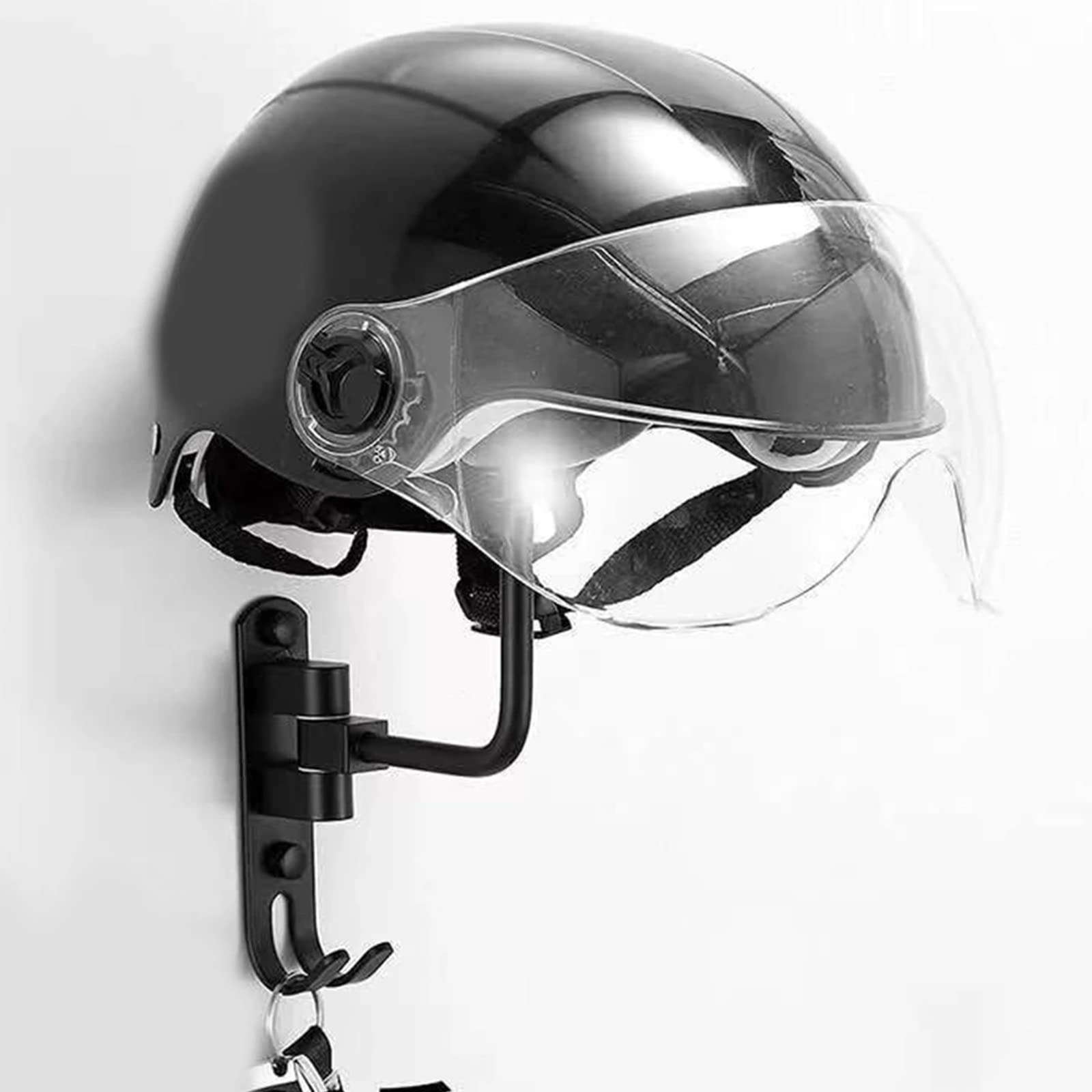 2 soportes de casco de pared para motocicleta, colgador casco, montaje en pared, rotación de 180°, doble gancho de pared, para casco de moto, bicicleta, béisbol
