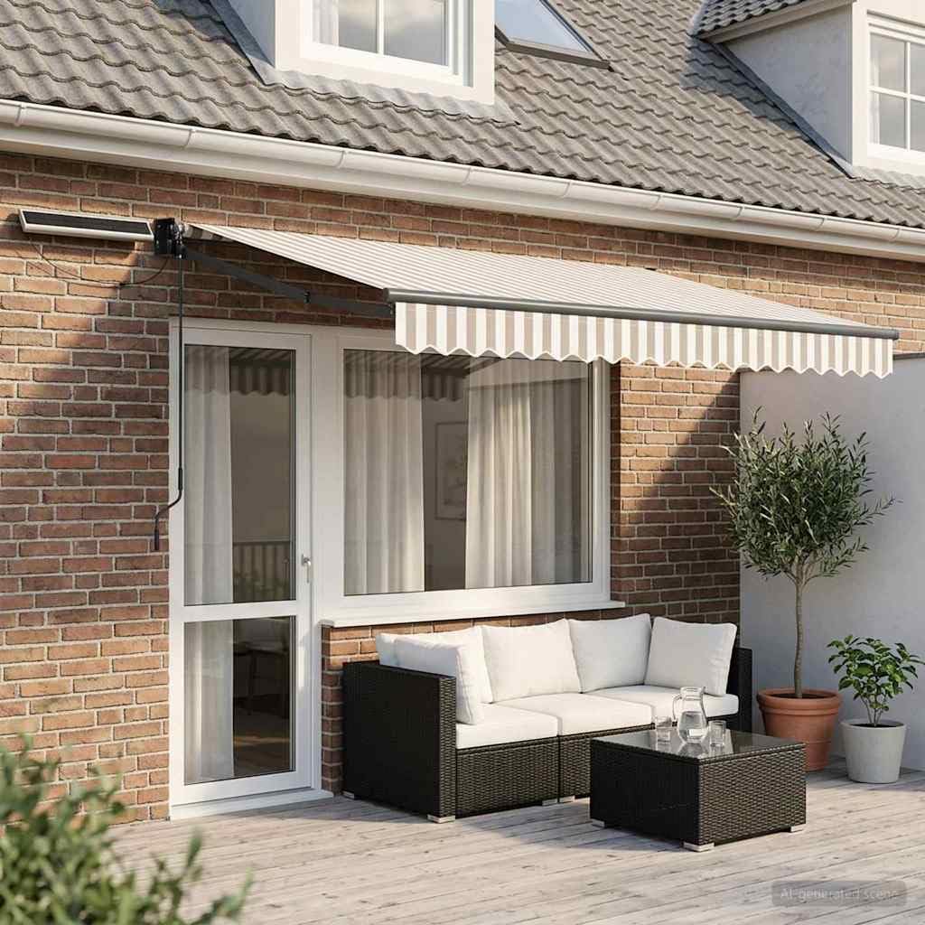 Tenda da Sole Elettrica in Alluminio per Esterni, Grigio Chiaro e Bianco, 29.48kg