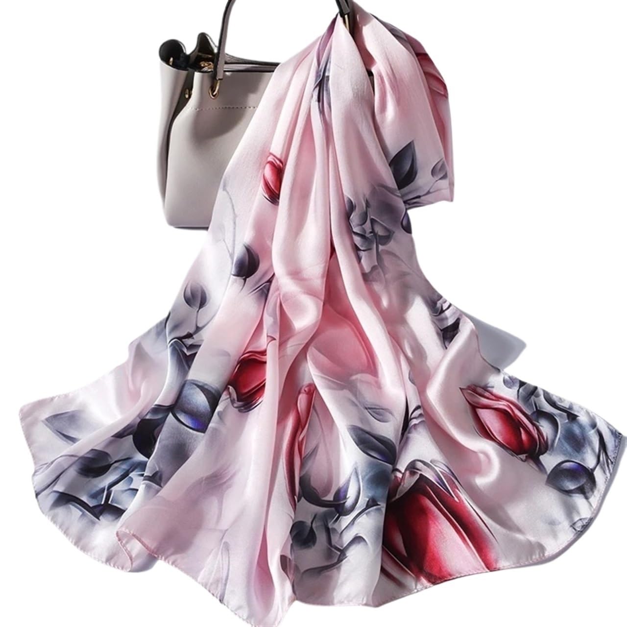 Pañuelo Bufanda larga de seda for mujer, chal satén natural, fina, for primavera, for el cuello, auténtica