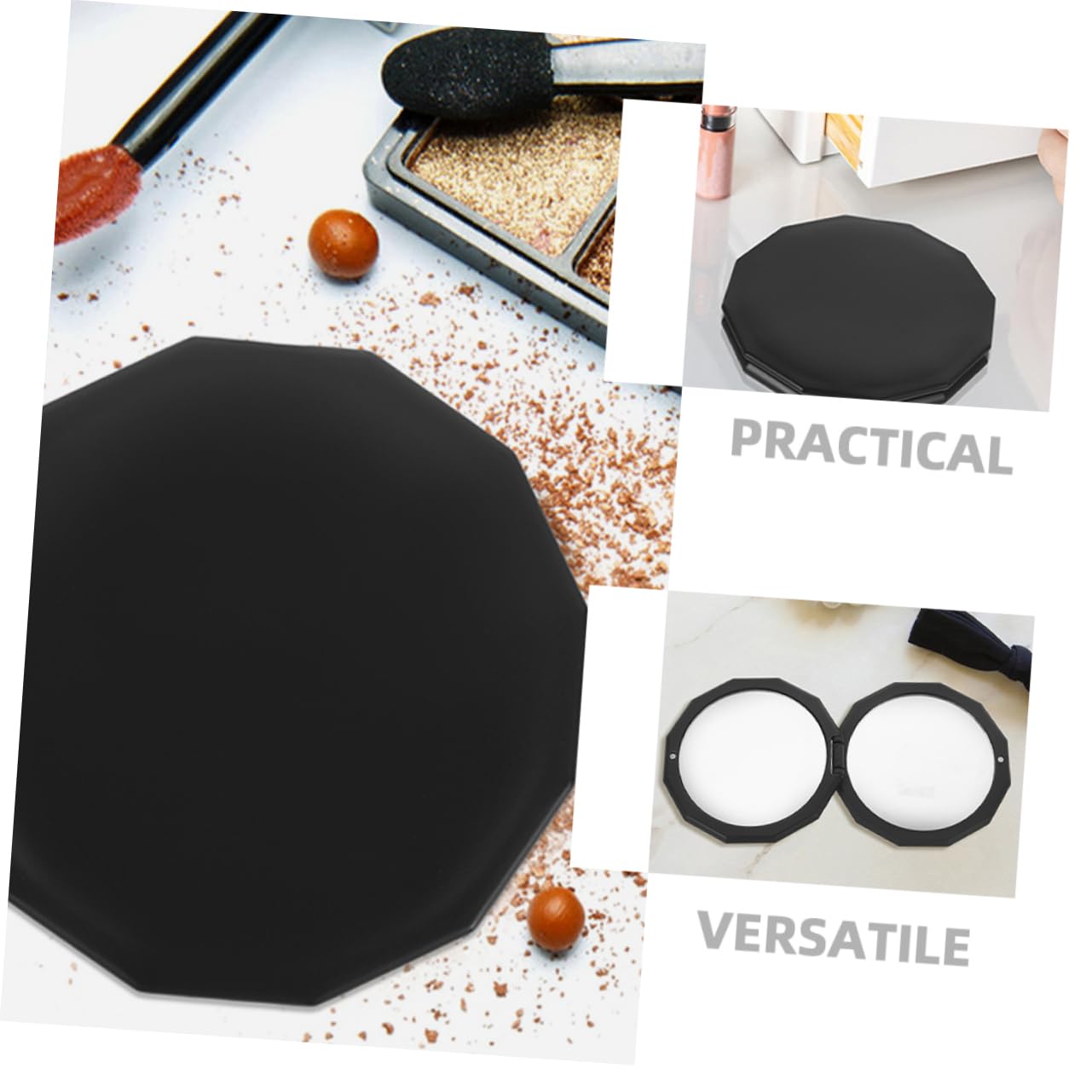 2stücke Kosmetikspiegel mit Faltkappe Tragbarer Reisespiegel mit Vergrößerung und Normalansicht Kompakt und Schützbar für Make-up Unterwegs