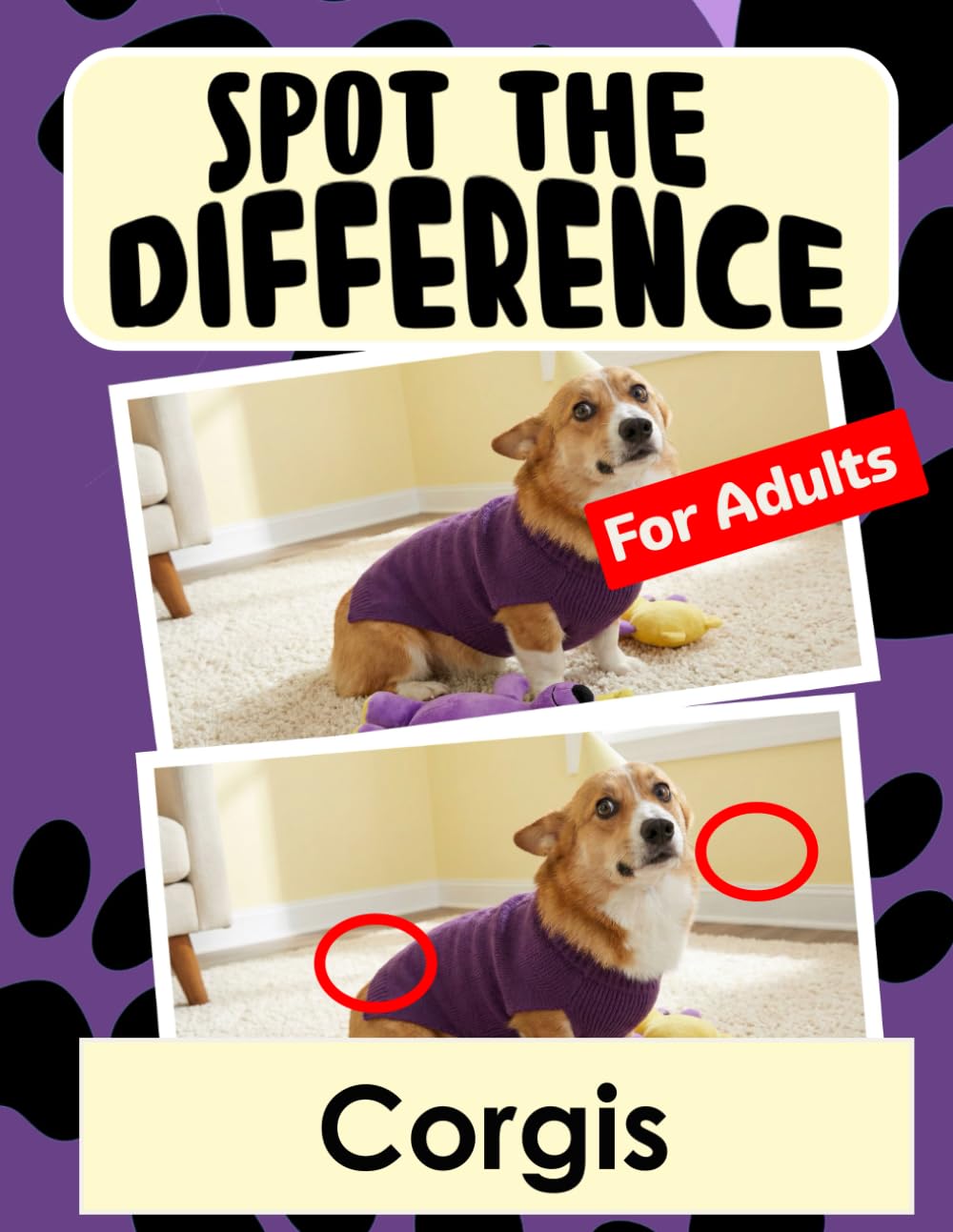 Spot the Difference Book for Adults - Corgis: Difficult Image Puzzles for Adults