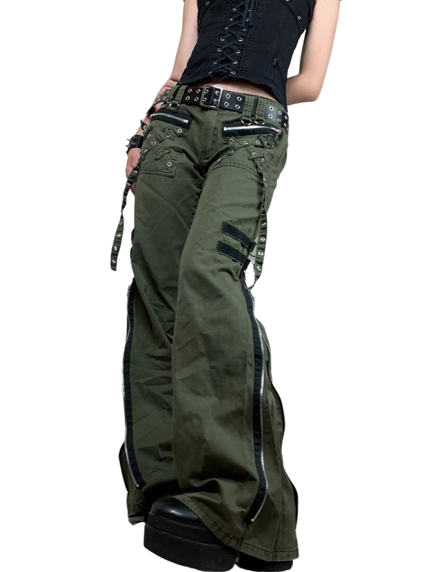 High Waist Cargo Pants Women Baggy Multiple Pockets Relaxed Fit Straight Wide Leg Y2K Pants