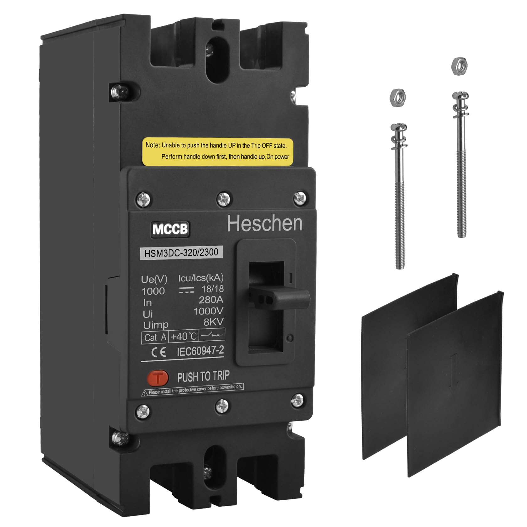 Heschen DC Molded Case Circuit Breaker MCCB, 2 Poles DC1000V, Photovoltaic Circuit Breaker