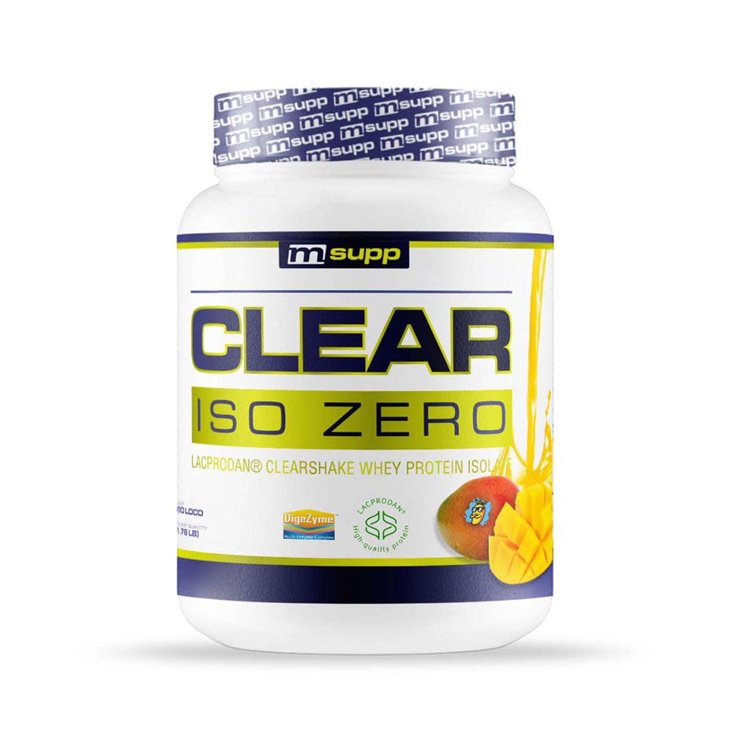 MASmusculo - Clear Whey Isolate Zero - 800 g - Sabor Mango Loco - Aumentar Masa Muscular - Aislado de Proteína de Suero de Leche Lacprodan - Complejo Multienzimático Digezyme que Mejora la Digestión