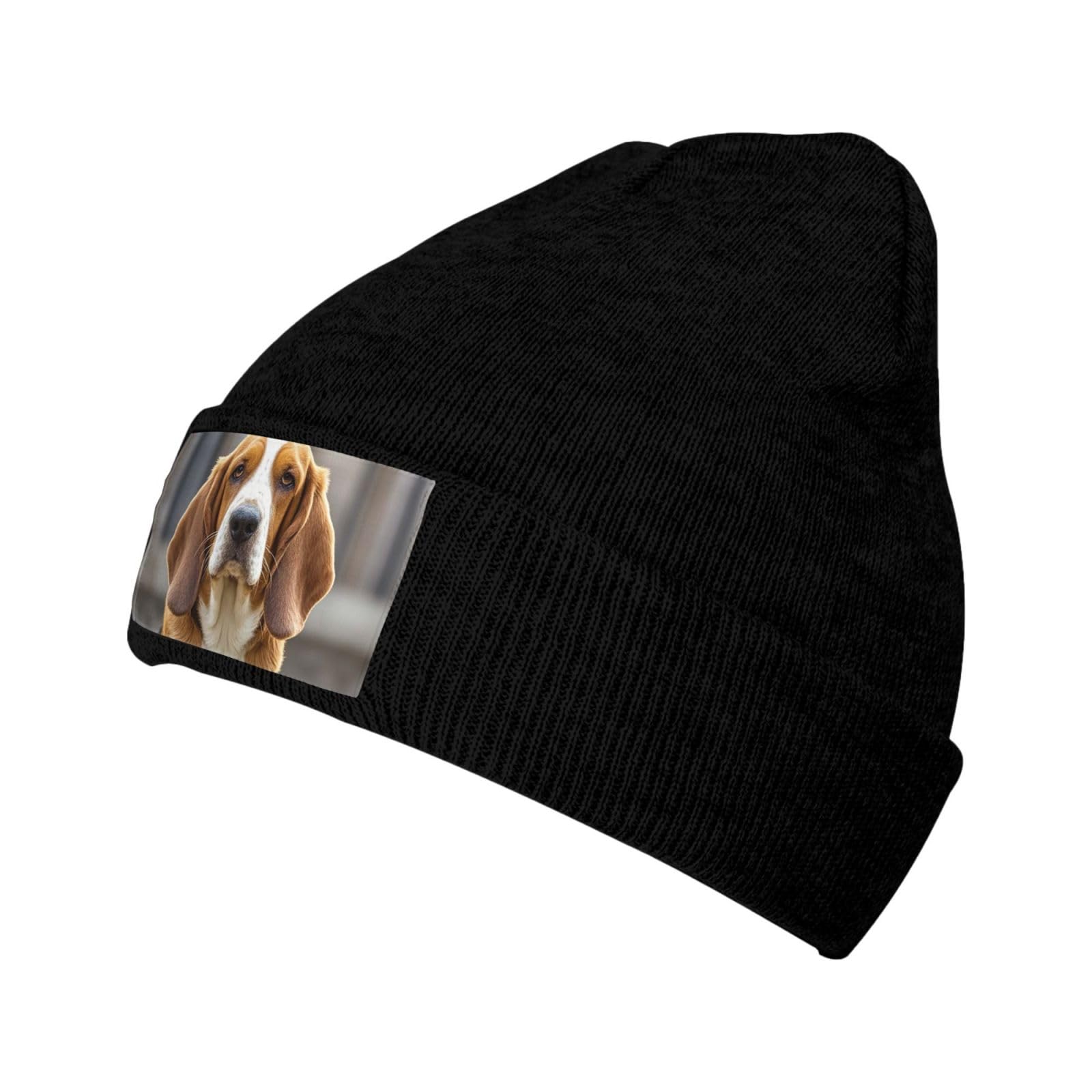 Oudrspo Crochet Hats for Men Women Winter Knit Caps Basset Hound Beanie Winter Warm Beanie Hats Soft Ski Hat Black