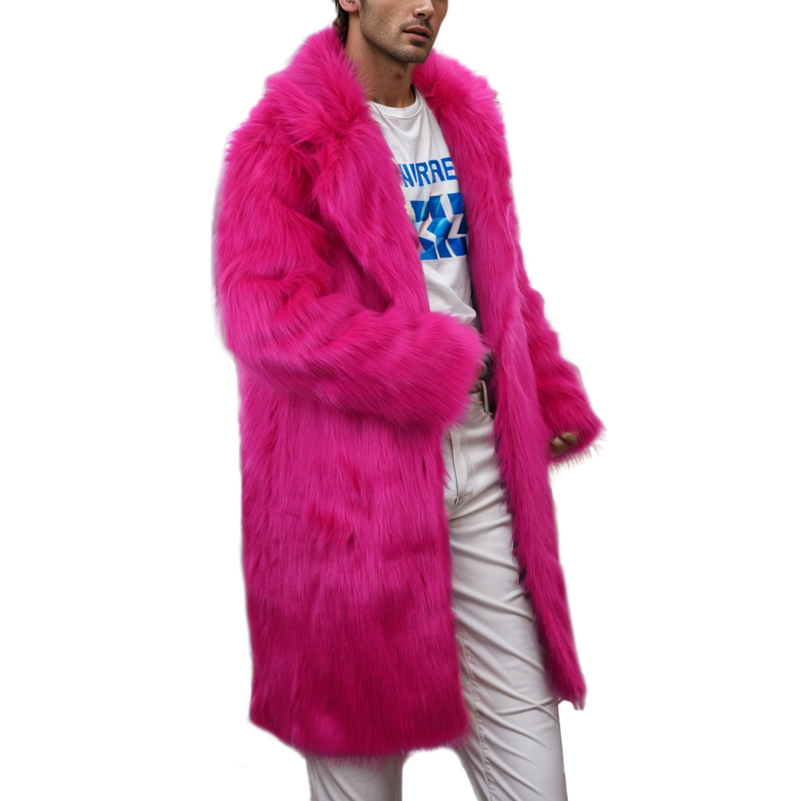 Generisch Cappotto invernale da uomo alla moda in lana calda con elegante colletto in pelliccia sintetica per attività all'aperto con design leopardato alla moda