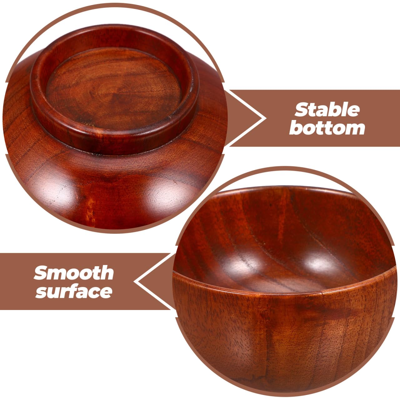 Ensaladera de madera de acacia de 5.11 pulgadas, versátil tazón redondo para servir frutas y aperitivos para el hogar y la cocina 3