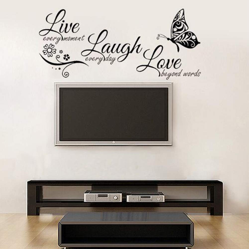 Live Every Moment,Laugh Every Day, Love Beyond Words - Calcomanías de pared motivacionales familiares para pared del hogar, dormitorio, aula, sala de estar, arte familiar, decoración del hogar