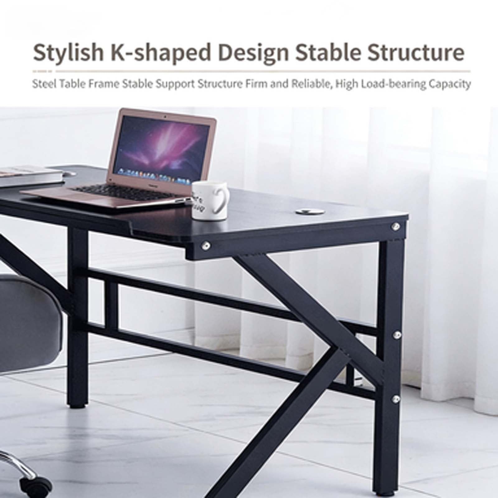 Schwarze Kombination aus Bürotisch und Gaming-Schreibtisch, Kleiner Computertisch mit MDF-Platte | Günstige PC-Gaming-Schreibtisch-Workstation for Lernen(47.24 * 23.62 * 29.13in)