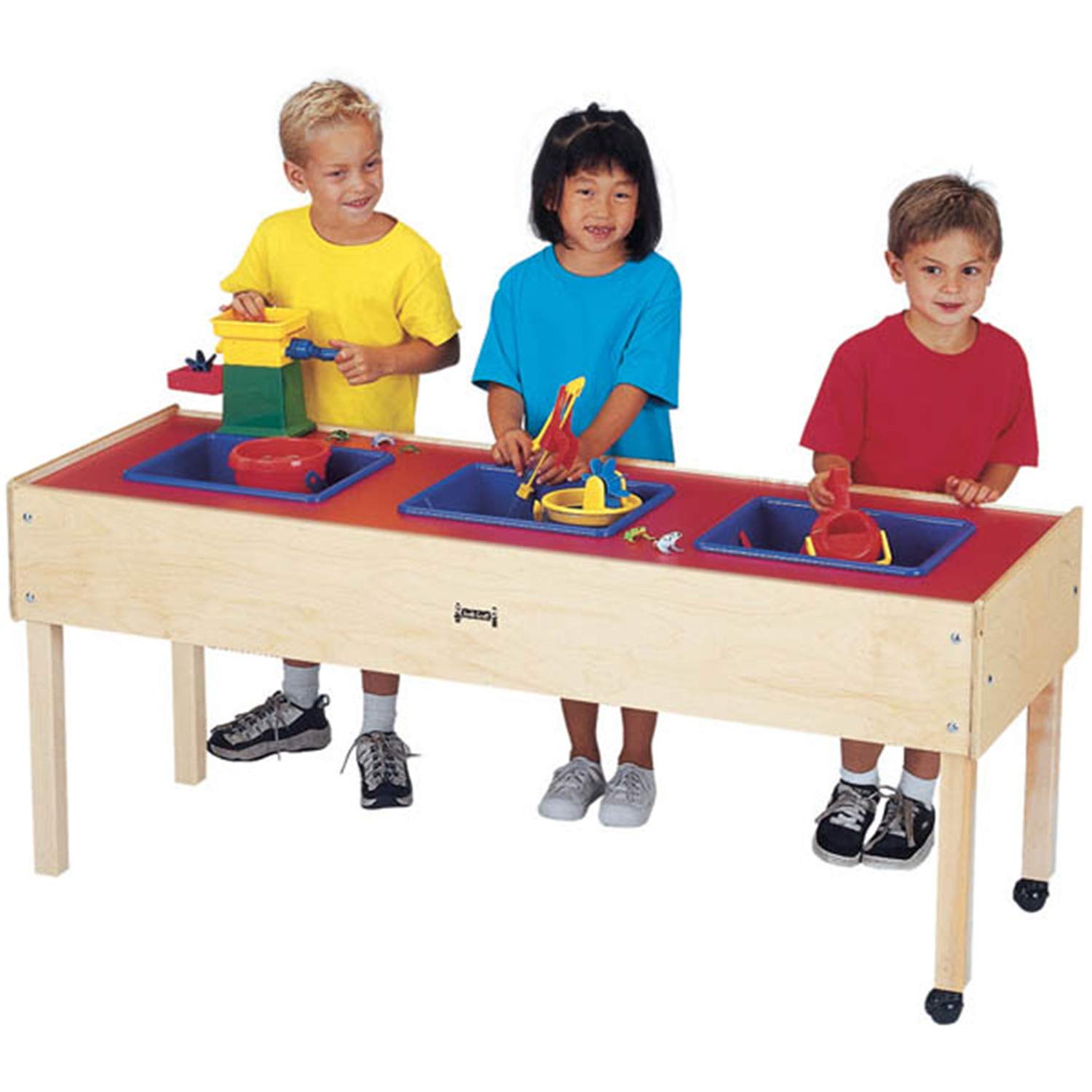 Jonti-Craft 0885JC 3 Tub Sensory Table, 24" Height, Brown