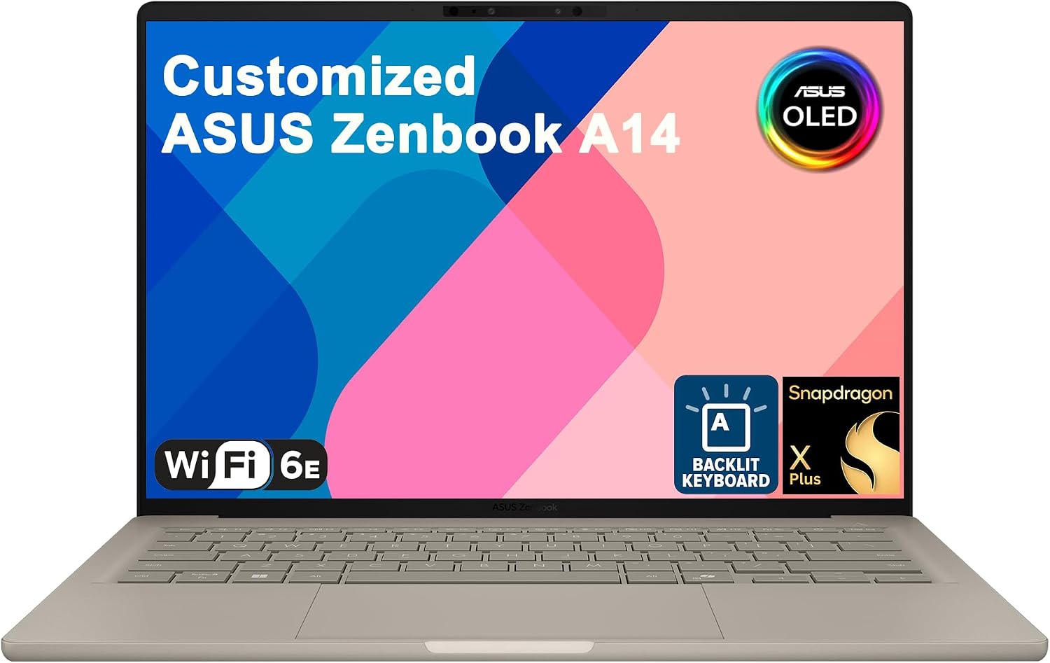 iCarp ASUS Zenbook AI-Powered Laptop A14 14" 2K OLED Qualcomm 8-core Snapdragon X Plus (Up to 45 Tops) 16GB RAM 512GB/1TB/2TB SSD Creator Business Professional Customized Computer Win11