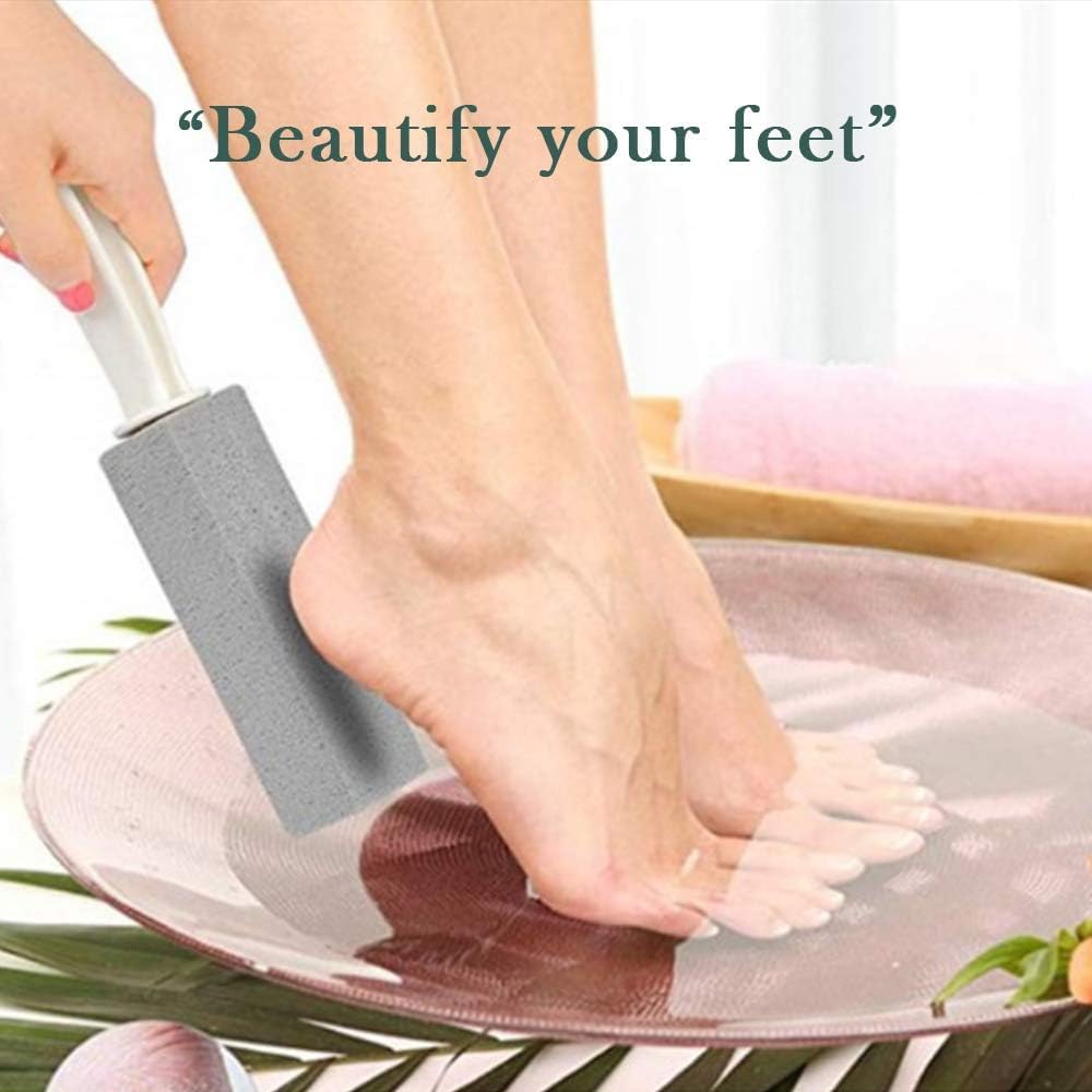 ROSEFINCH Pumice Cleaning Stone Foot Scraper with Handle, Toilet Bowl Ring Remover Cleaner Brush Stains and Hard Water Ring Remover Rust Cleaner for Kitchen/Bath/Pool/Household Cleaning - (Pack of 1) 2