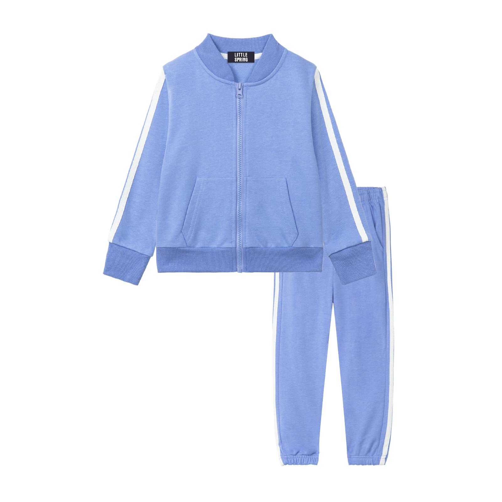 LittleSpring Little Boys Tracksuit Zip Up Athletic Hoodie and Jogger Pants 2-Piece Set