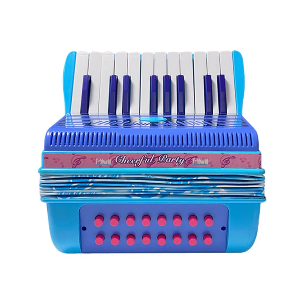 Mini Fisarmonica a 20 Tasti e 16 Bassi, Fisarmonica Portatile, a Bottoni Durevole, per Principianti, Pratica Blu (BLUE)