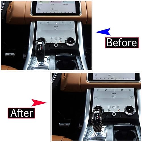 Miniatura 3 de YIWANG Fibra de carbono estilo ABS plástico cambio cabeza cubierta ajuste para Land Rover Range Rover deporte 2018 2019