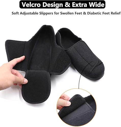 Miniatura 2 de Zapatillas de recuperación diabética extra anchas ajustables para hombre, artritis, edema, pies hinchados, calzado para interiores y exteriores