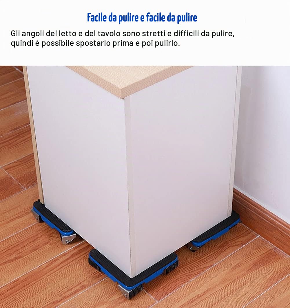 Set Sposta Mobili Pesanti, Ruote per Spostare Mobili Pesanti, Sollevatore e Rulli per Il Trasporto di Mobili Pesanti, Max Fino a 500 kg, Rotazione a 360°