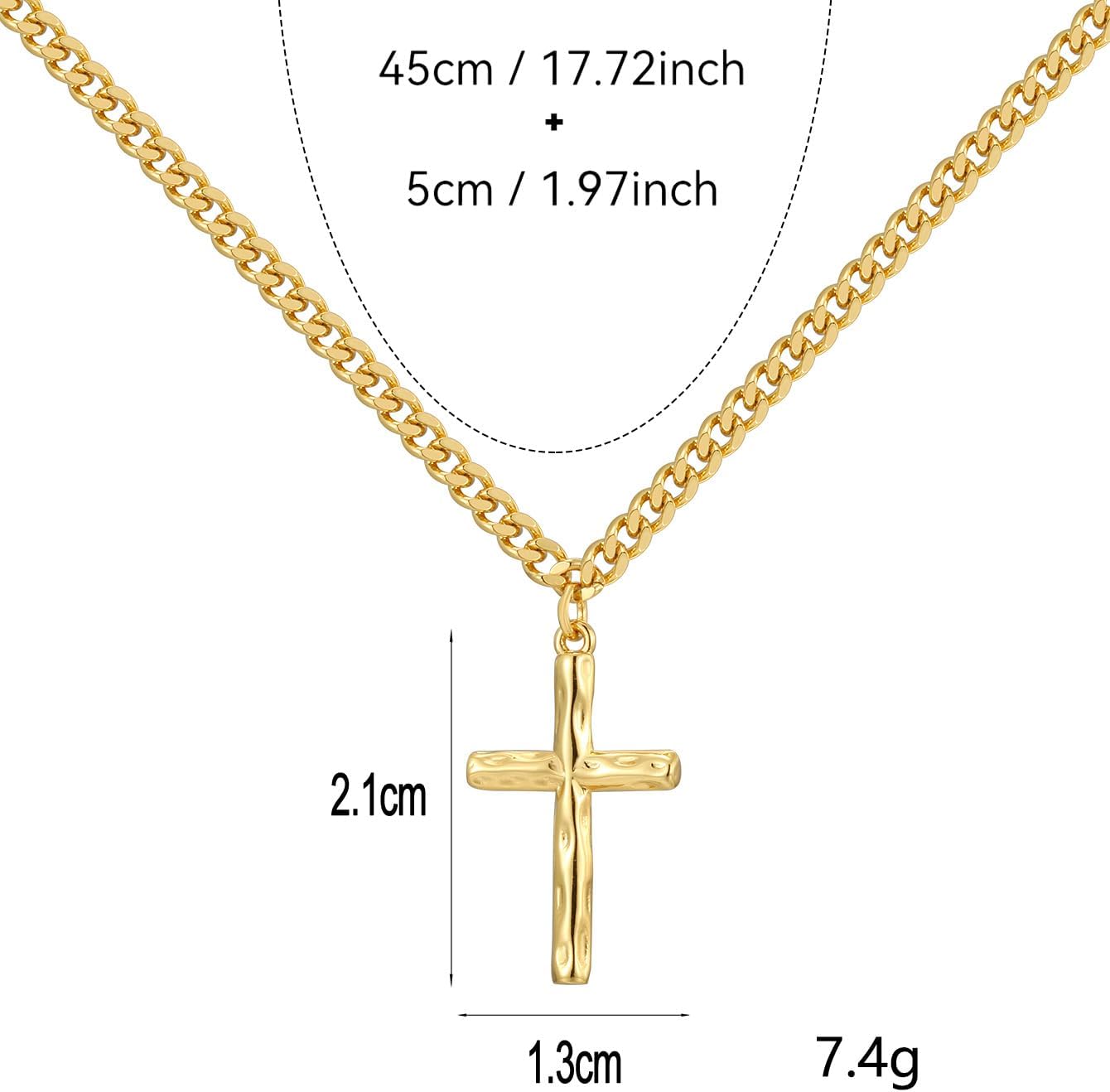 Cross Necklace,14K Gold Plated Brass Cubic Zirconia Faith Layered Chain Pendant Necklace Jewelry for Women