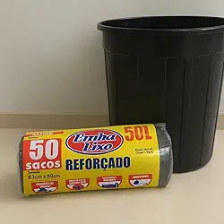 Saco de Lixo Reforçado 50 Litros Pacote com 50 Sacos Pretos Resistentes