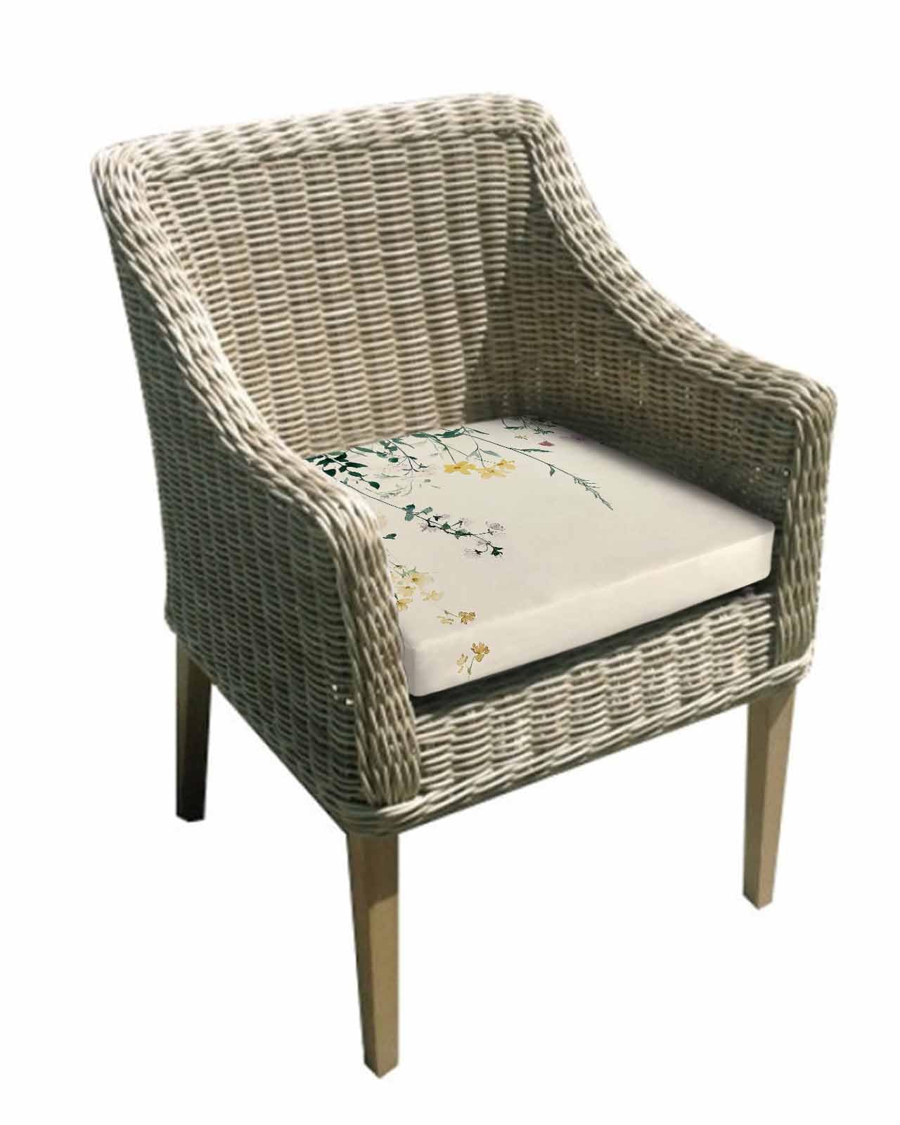 2 Pack Vintage Botanical Yellow Floral Waterproof Cushion Covers with Ties, Outdoor Patio Chaise Lounge Chair Seat Cushion Slip Covers Replacement(Only Cover) Farmhouse Flowers 22