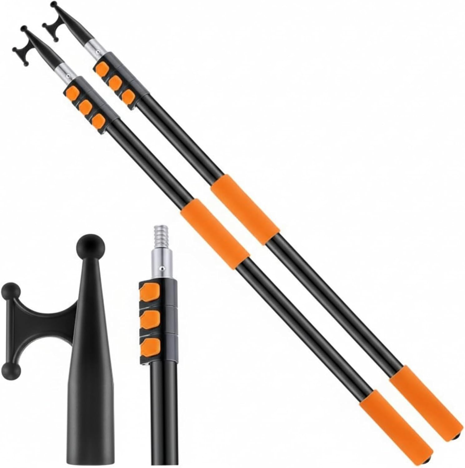 Telescoping Boat Hook Pole for Docking, Floating Aluminum Lightweight Extension Pole with Utility Hook for Push and Pull Boats, Dock Accessories, Extends from 3.61 to 11.81 ft