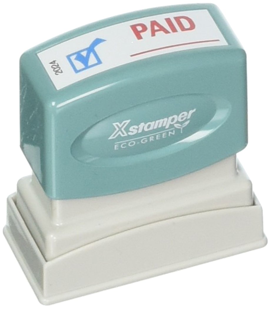Shachihata Inc "Paid" Ink Stamp, 1/2 X 1-5/8 Inches, Blue/red Ink (xst2024)