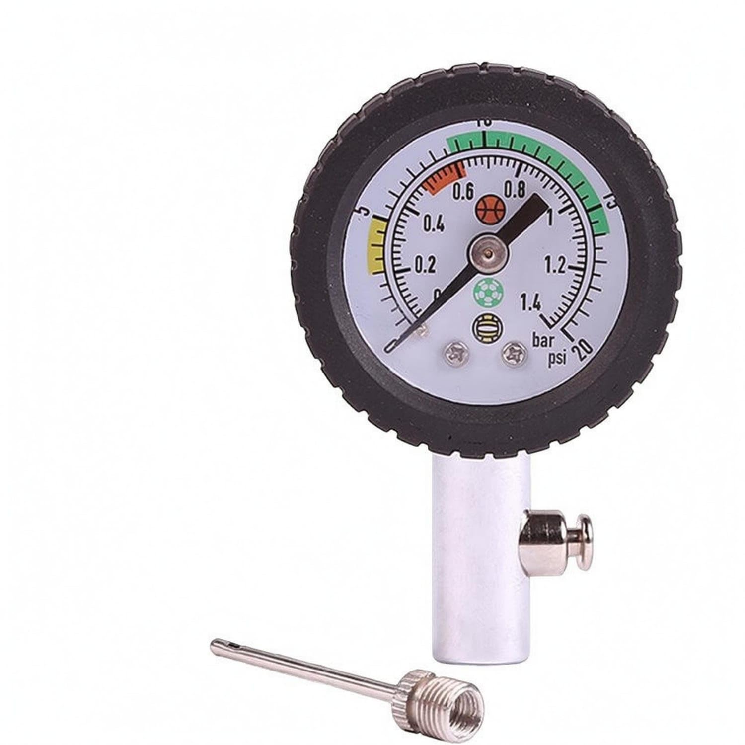 Sturdy Metal Ball Pressure Gauge Threaded Needle Adapter Air Pressure Gauge Two-Scale Scale Sports Gear Analog, with Leather Case-image-31