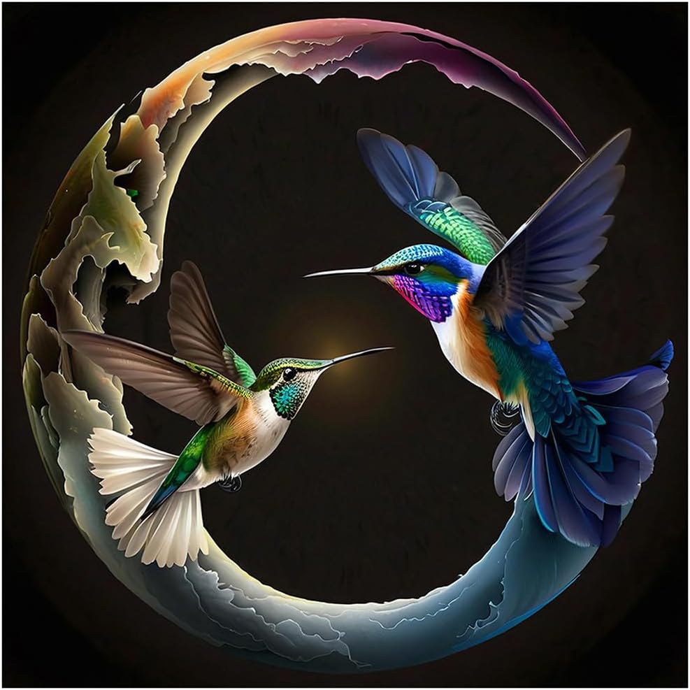 DIADAY Diamond Painting Kits for Adults, Hummingbirds Diamond Art, 5D Full Drill Bird Diamond Art Kits, DIY Crafts Home Wall Decor Gift 12 x 12 Inches