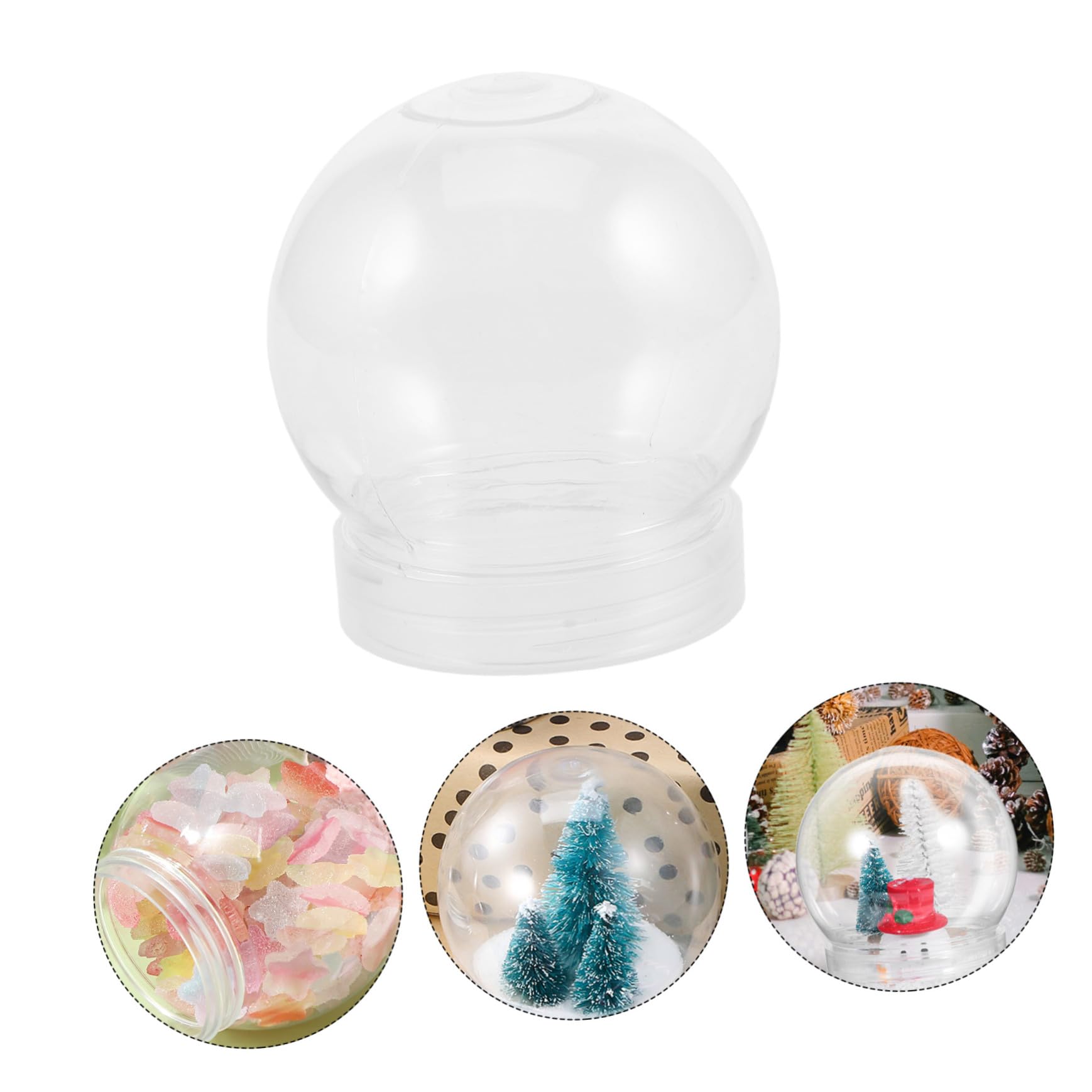 DOITOOL Lot de 15 boules à neige en plastique transparent avec couvercle dévissable, accessoires pour bricolage, artisanat