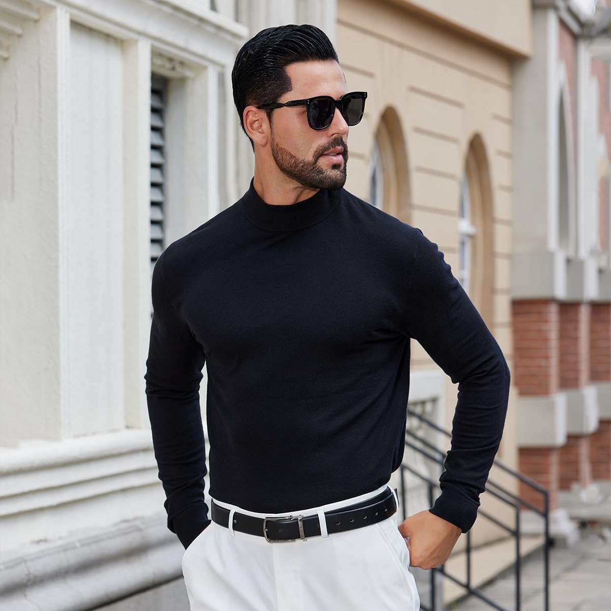 Men's Mock Turtleneck Sweater Slim Fit Long Sleeve Mock Neck Sweatshirt Casual Basic Knitted Sweaters - Image 7