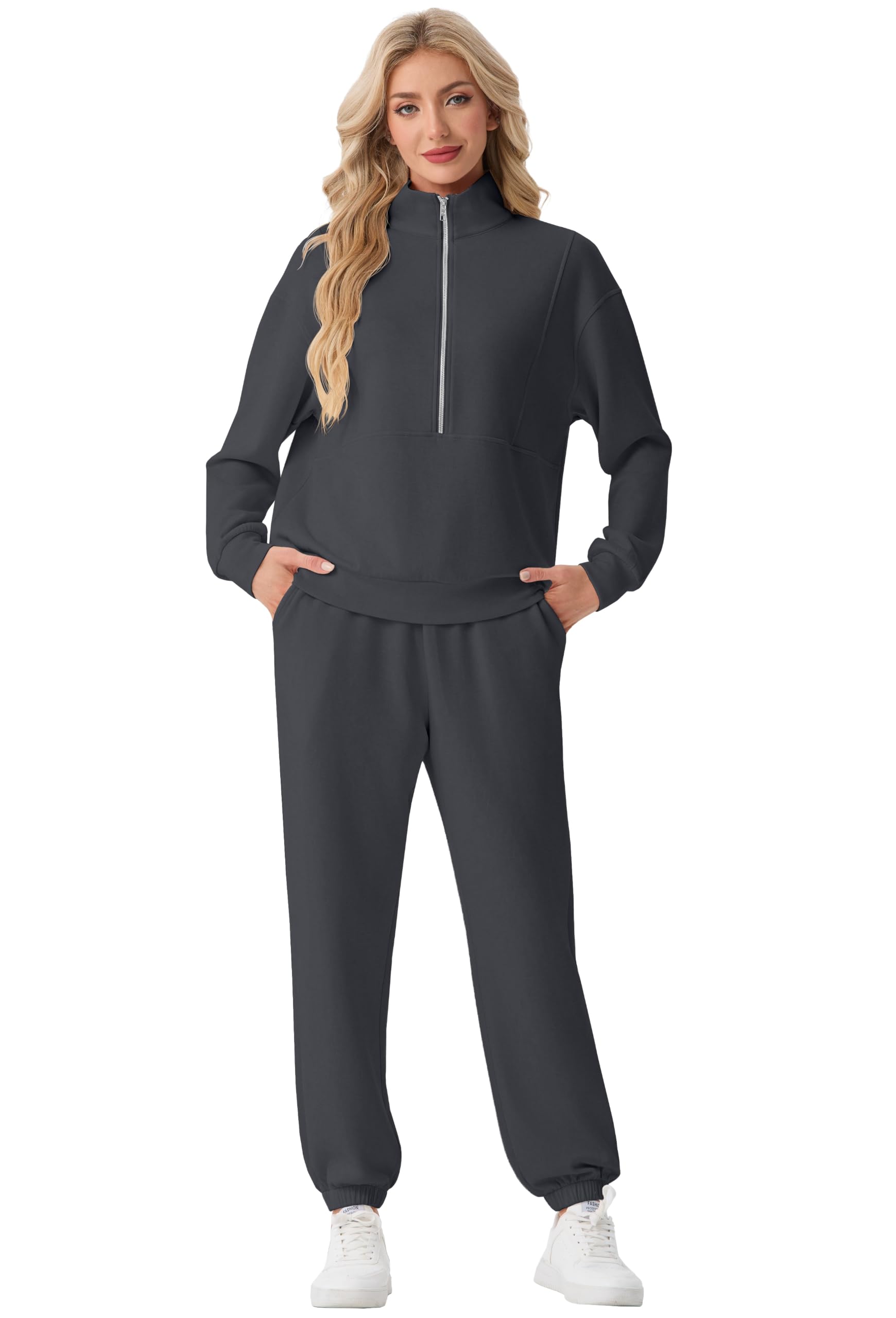 GRECERELLE Damen Jogginganzug Zweiteiler mit Halbzip