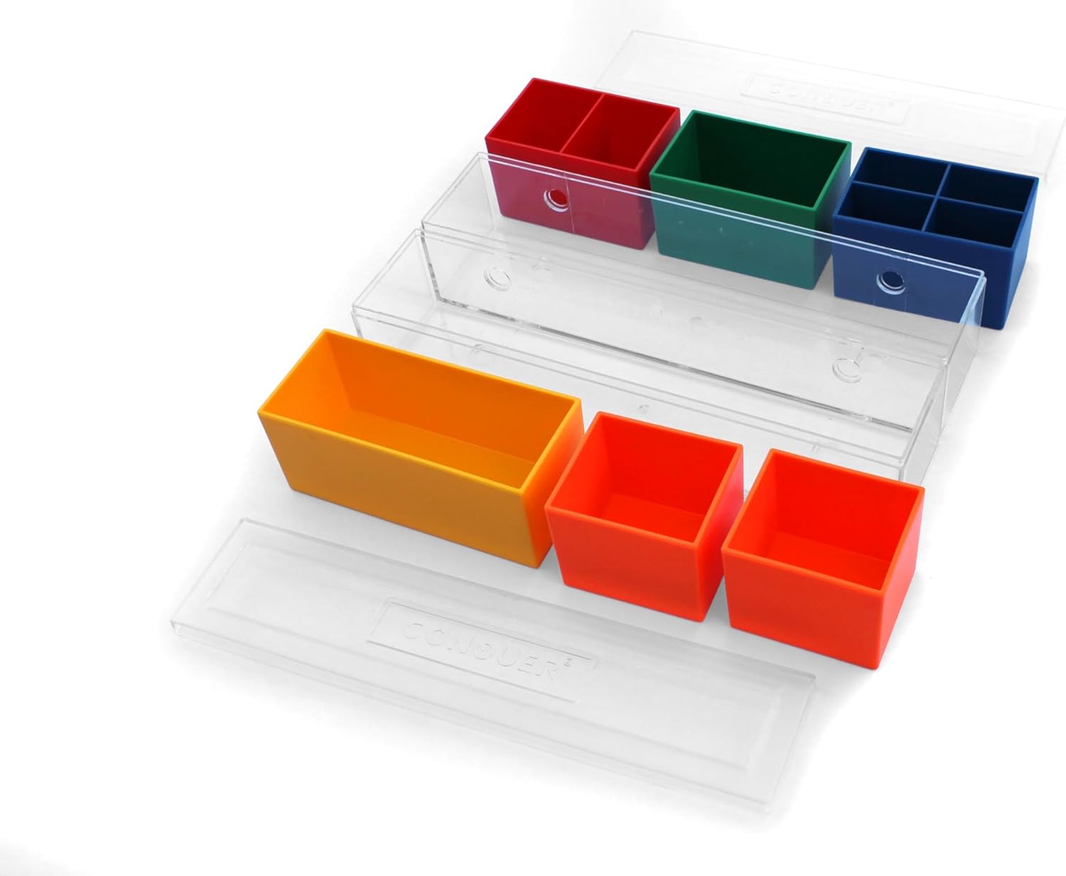 Ascend Tools Small Parts Organizer, 6 Variable Size Storage Bins in Container, Protective Lid, Toolbox, Tool Cart, Drawer, Wall, Garage, Shop, DIY, Mounts on Organizer Genie Pegboard – Configuration-D