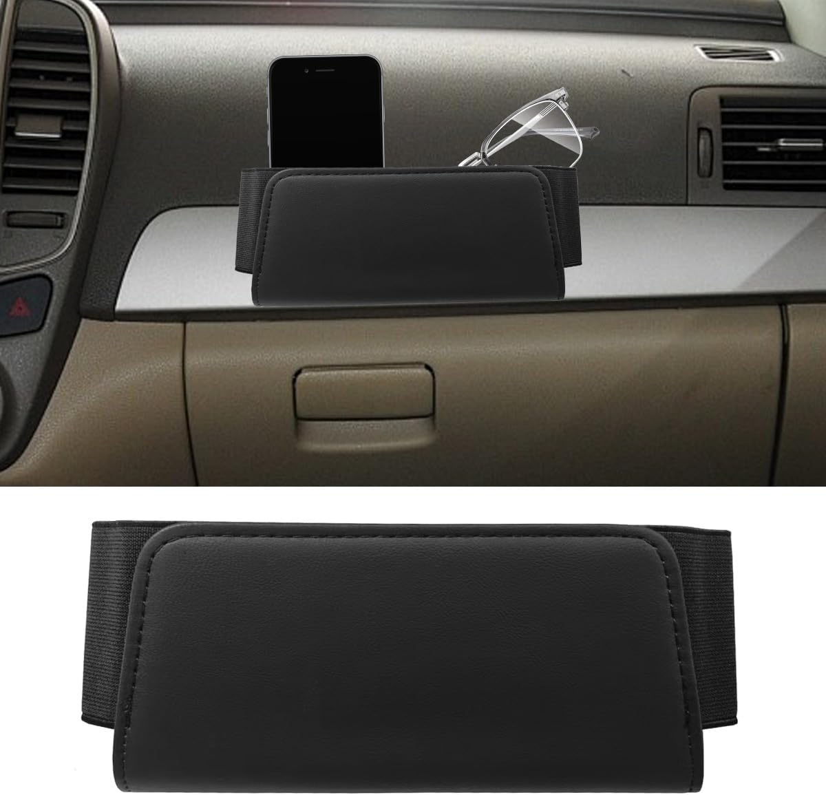 Car Seat Side Storage Pocket, Leather Foldable Auto Door Storage Box, Waterproof Car Trash Can Organizer, Multifunctional Vehicle Interior Accessories for Phones, Glasses, Keys, Cards (Black)
