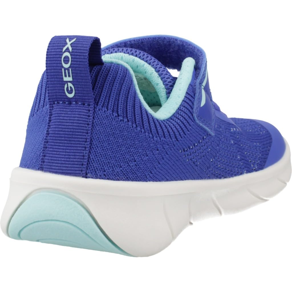 Geox Foot-Run J65PDB 06K9J Jungen Sneakers | Barfußschuhe, Royal/Watersea, Blau, Klettverschluss, Atmungsaktiv, Kinder, Schuhe