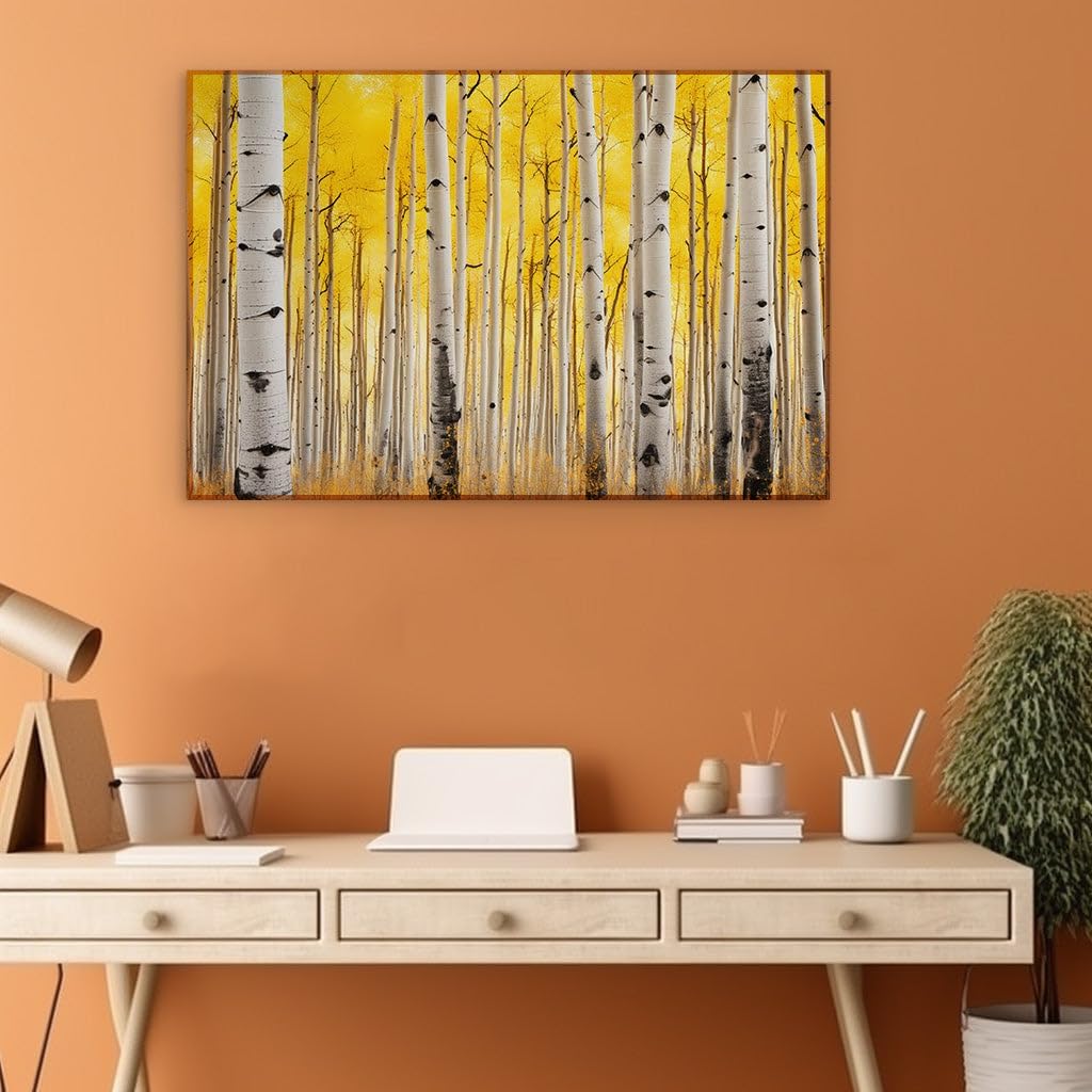 Canvas for Living room. Whispers of Autumn Gold Among Colorado Aspens, 27 x 18 inch Canvas Wall Art - Ready to Hang - 91x61 cm (36x24 inch)